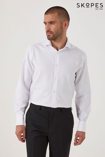 Skopes Slim Fit Double Cuff Dobby White Shirt (B63791) | £49