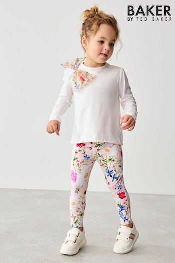 Baker by Ted Baker Pink Organza Bow T-Shirt And Leggings Set (B63817) | £30 - £35