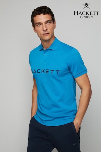 Hackett London Men Blue Short Sleeve Polo Shirt (B63830) | £80