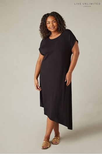 Live Unlimited Black Jersey Asymmetric Dress (B63833) | £59