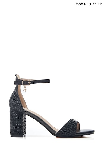 Moda in Pelle Rubiana Block Heel Open Toe Black Sandals (B63902) | £89