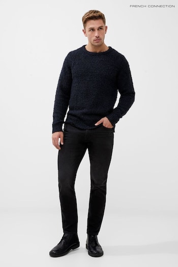 French Connection Blue Twisted Boucle Crew Neck Jumper (B63944) | £45