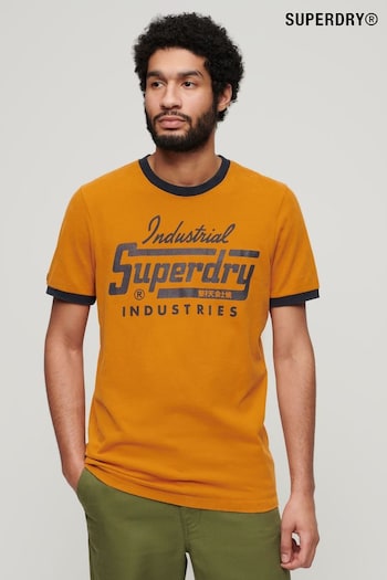 Superdry Orange Ringer Workwear Graphic T-Shirt (B63983) | £30