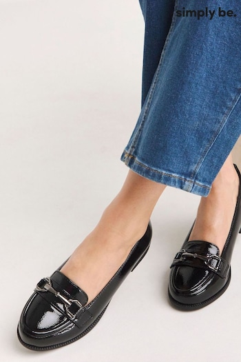 Simply Be Low Cut Snaffle Black Loafers In Extra Wide Fit (B64002) | £26
