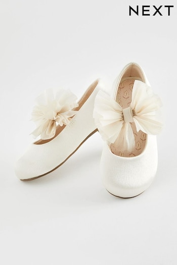 Ivory Wide Fit (G) Mary Jane Bridesmaid Bow Occasion Shoes (B64005) | £20 - £22
