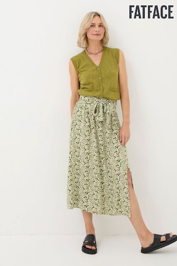 FatFace Green Sascha Damask Floral Midi Skirt (B64043) | £48