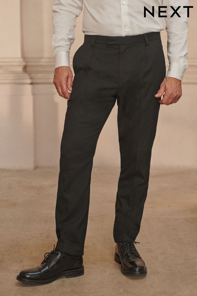 Next mens black formal trousers on sale