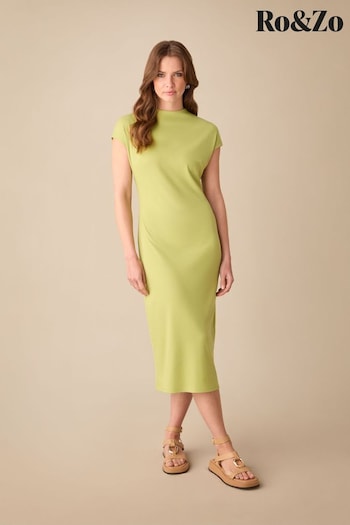 Ro&Zo Petite Green Rib Knit Midi Dress (B64128) | £79