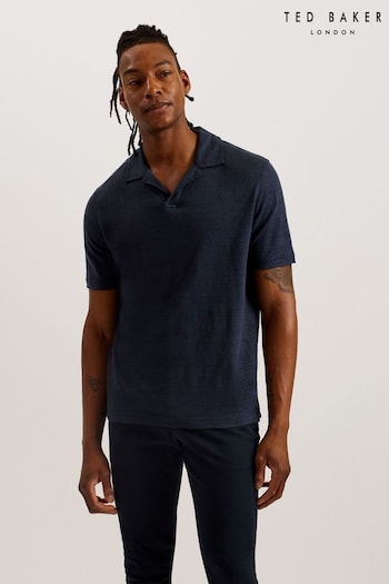 Ted Baker Blue Regular Flinpo Linen Polo Shirt (B64226) | £65