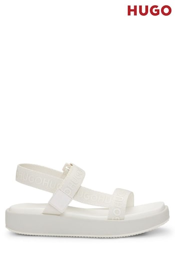 HUGO Natural Stacked Logo Yogui Sandals With Branded Straps (B64311) | £99