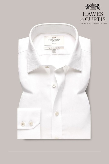 Hawes & Curtis Slim White Non-Iron Fabric Interest Shirt (B64321) | £65