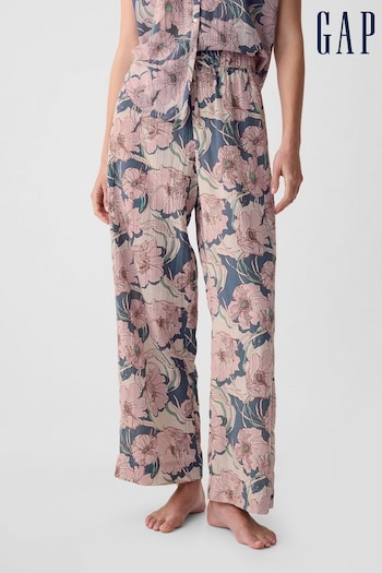 Gap Blue Crinkle Cotton Wide Leg Pyjama Trousers (B64365) | £35