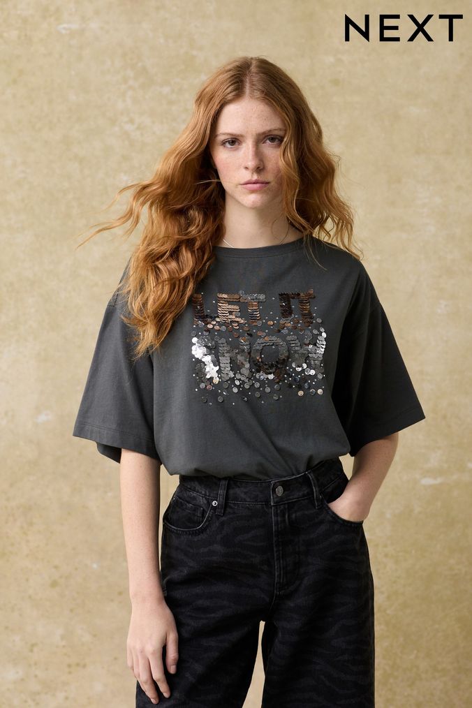 Buy Women s T Shirts Metallic Partywear Tops Online Next UK