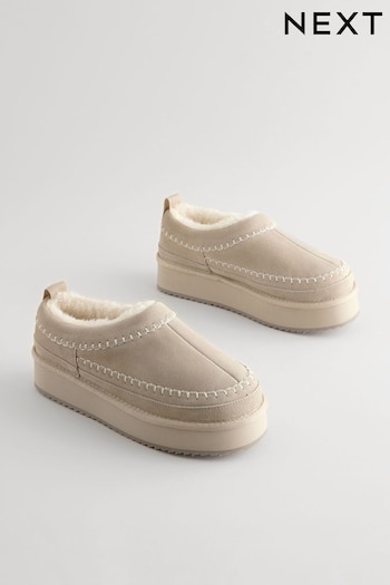 Mink Brown Forever Comfort® Leather Borg Lined Slip-On Shoes (B64626) | £42