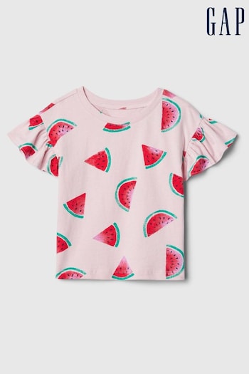 Gap Pink Mix and Match Ruffle Sleeve T-Shirt (B64678) | £8