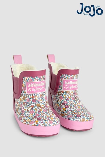 JoJo Maman Bébé Pink Ditsy Cosy Lined Printed Ankle Wellies (B64760) | £23.50 - £25.50