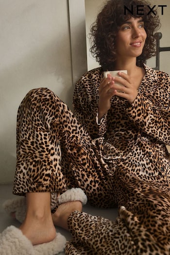 Animal Velvet Button Through Pyjamas (B64765) | £52