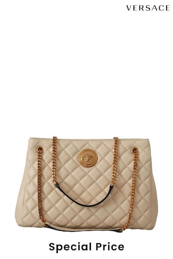 Versace Nappa Leather Medusa Pre-owned Tote White Bag (B64859) | £2,185