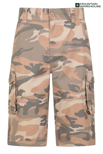 Mountain Warehouse Brown Mens Camo Cotton Cargo Shorts T-paidat (B64931) | £32