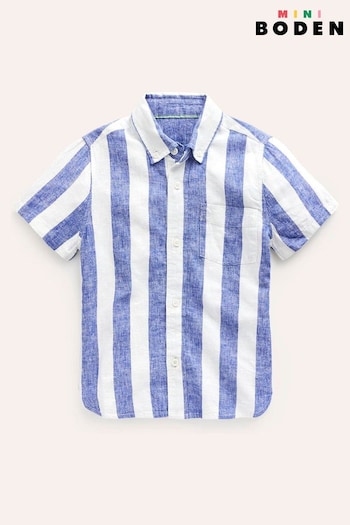 Boden Blue Stripe Cotton Linen Shirt (B64992) | £25 - £29