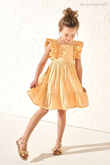 Angel & Rocket Orange Simone Textured Ruffle tees Dress (B65087) | £28 - £32