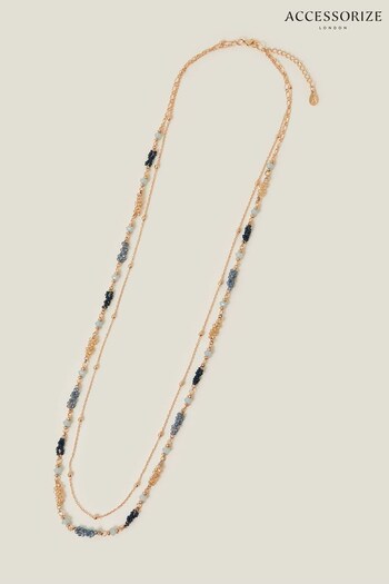 Accessorize Blue Layered Facet Bead Necklace (B65182) | £16