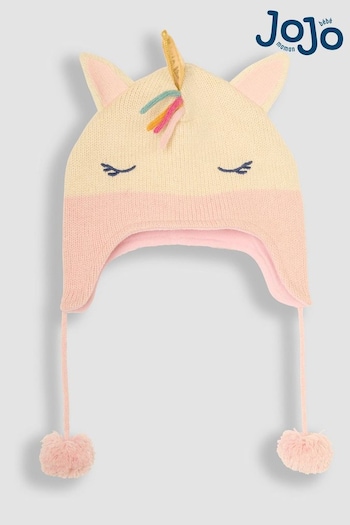 JoJo Maman Bébé Cream Unicorn Pom Pom Hat (B65241) | £0