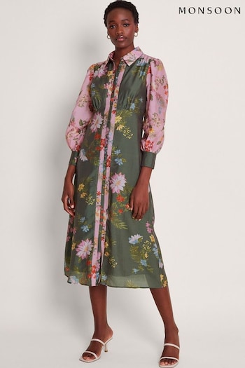 Monsoon Green Jaquetta Coats Shirt Dress (B65372) | £85