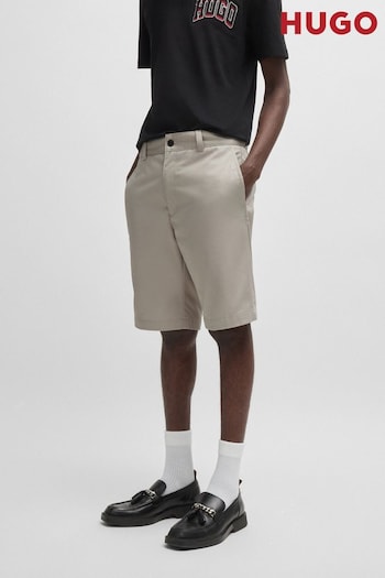 HUGO Grey Regular-fit shorts with slim leg and buttoned pockets (B65373) | £79