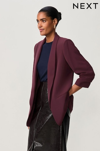 Burgundy Relaxed Ruched Sleeve Blazer (B65456) | £44