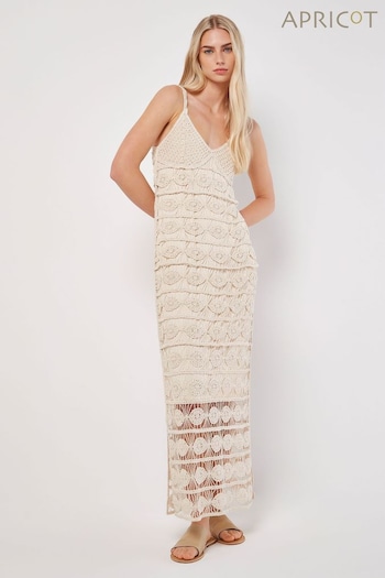 Apricot Cream Crochet Squares Maxi Dress (B65465) | £49
