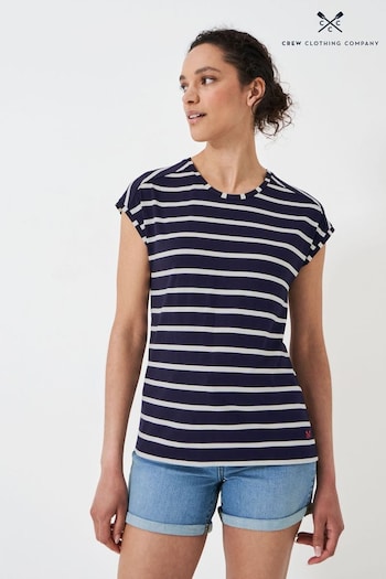 Crew Clothing Company Blue Stripe Modal Regular Blouse (B65518) | £29
