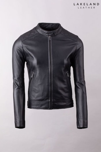 Lakeland Leather Graystone Leather Racer Black Jacket (B65534) | £199