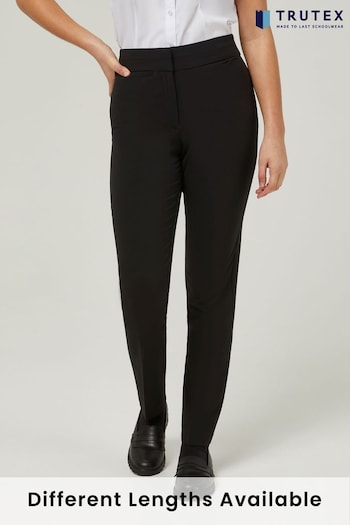 Trutex Longer Length Straight Leg Twin Pocket Girls Black School Cotone Trousers (B65544) | £25 - £29