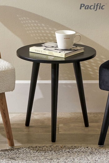 Pacific Satin Black Chelmsford Pine Wood Round Side Table (B65551) | £49.99