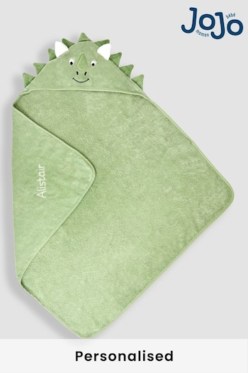 JoJo Maman Bébé Green Dino Personalised Character Hooded Towel (B65581) | £25.50