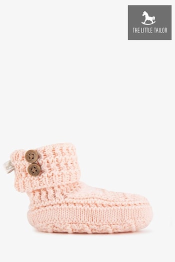 The Little Tailor Baby Pink Soft Knitted Booties (B65608) | £20
