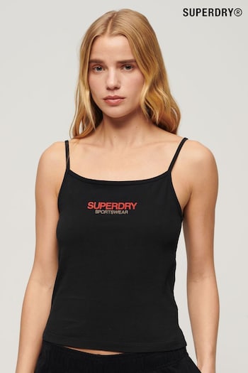 SUPERDRY Black SUPERDRY Sportswear Logo Fitted Cami Top (B65659) | £23