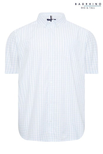 BadRhino Big & Tall Blue Short Sleeve Check Shirt (B65684) | £30