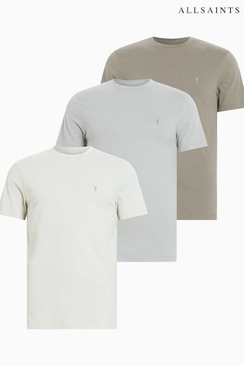 AllSaints Grey Brace Crew T-Shirts Desert 3 Pack (B65813) | £95