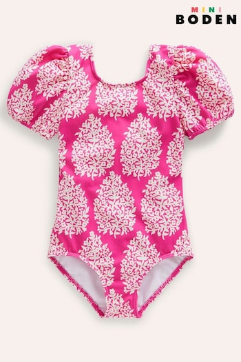 Boden Pink Printed Puff Sleeved Swimsuit (B65826) | £23 - £27