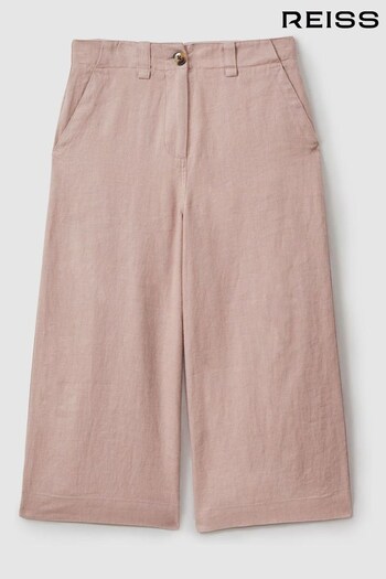 Reiss Pink Dani Teen Linen Loose Fit Trousers (B65932) | £53