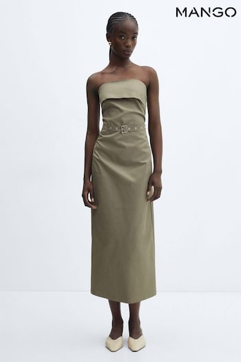 Mango Belted Strapless Brown Dress (B65934) | £50