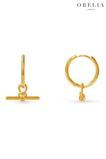 Orelia London Gold Tone Dainty T-Bar Knot Small Hoop Earrings (B65937) | £25