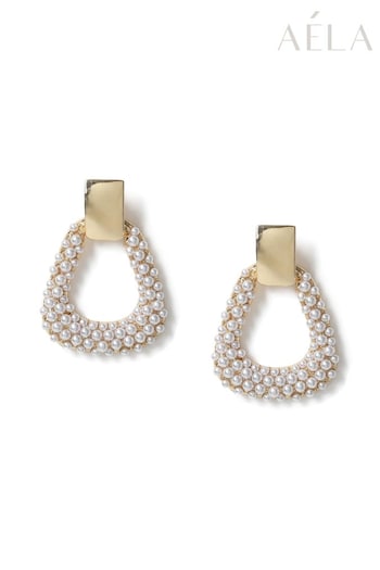 Aela Gold Tone And Pearl Knocker Earrings (B65974) | £12.50