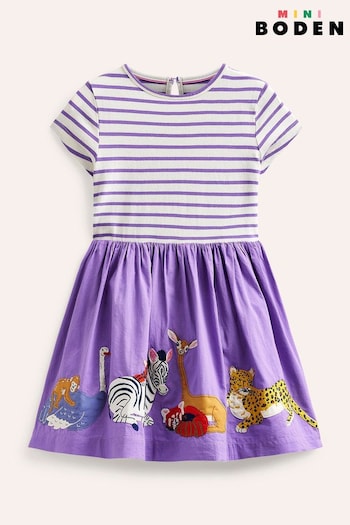 Boden Purple Woven Mix Appliqué Dress (B65976) | £34 - £39