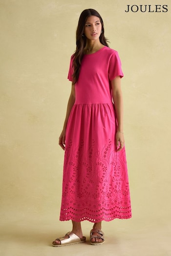 Joules Reid Pink Broderie Dress (B66234) | £59.95