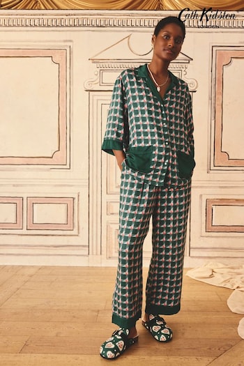 Cath Kidston Green Check Woven Viscose Pyjama Set (B66292) | £60