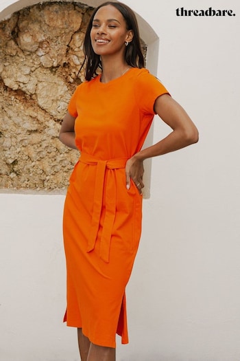 Threadbare Orange Cotton Jersey Midi Dress (B66317) | £25