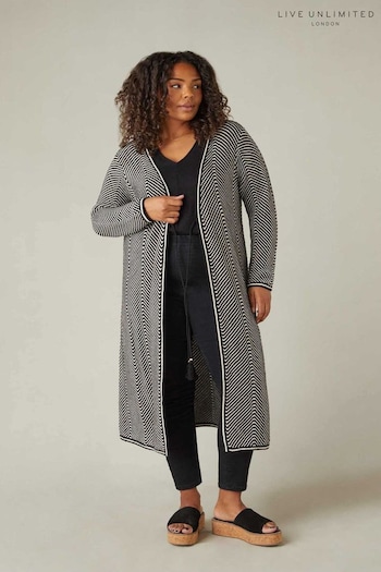 Live Unlimited Curve Chevron Knitted Black Cardigan (B66505) | £89